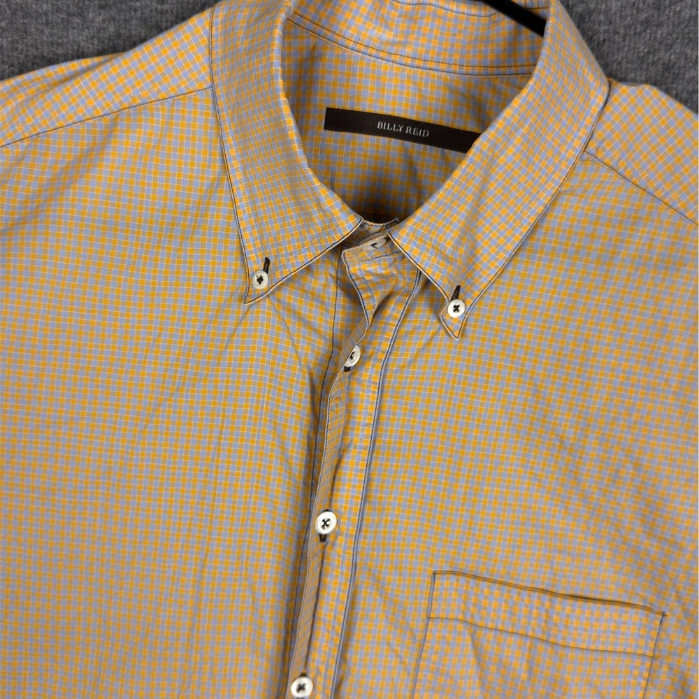 Billy Reid Shirt Mens XXL Orange Plaid Button Down Long Sleeve Cotton Italy